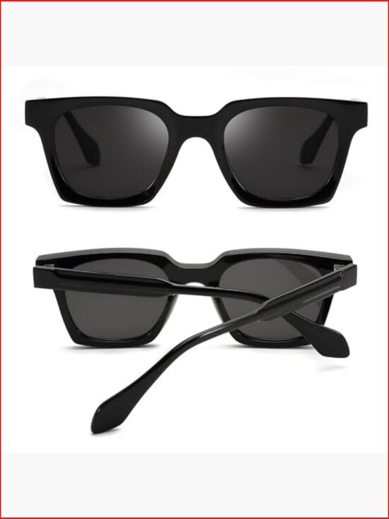 Retro Square Sunglasses Unisex Rectangle Thick Frame UV400 Protection Plastic main image 4